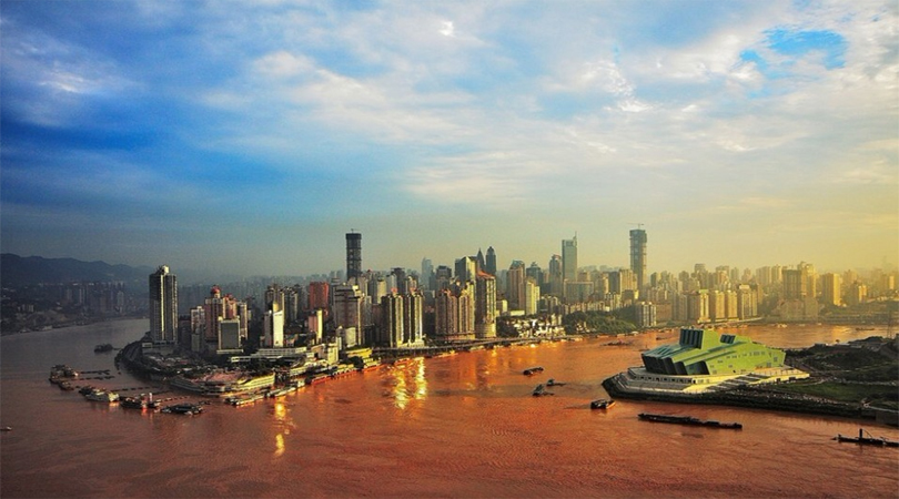 Jialing River and Yangtze River's confluence