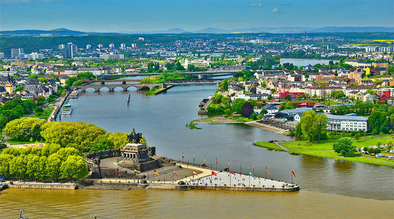 Mosel River and Rhine River's confluence